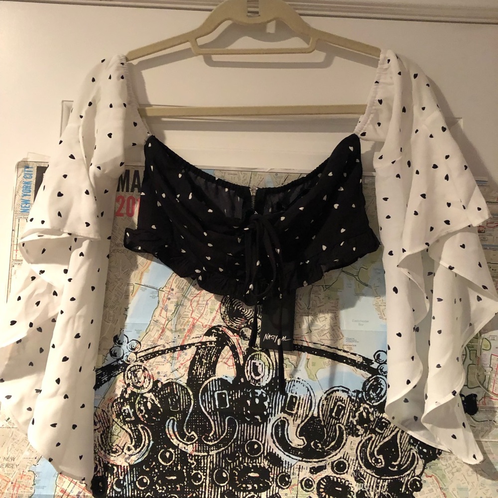 Heart Contrast Color Lace Up Bardot *NEVER WORN*
